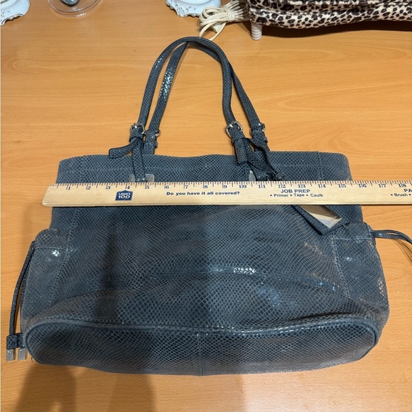 Calvin Klein Black and Silver Leather Tote with Distressed Finish - Picture 7 of 8